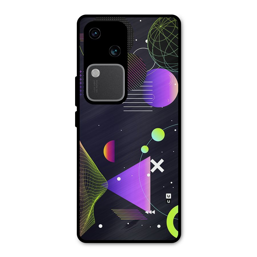 Geometrical Wireframe Metal Back Case for Vivo V30 Pro