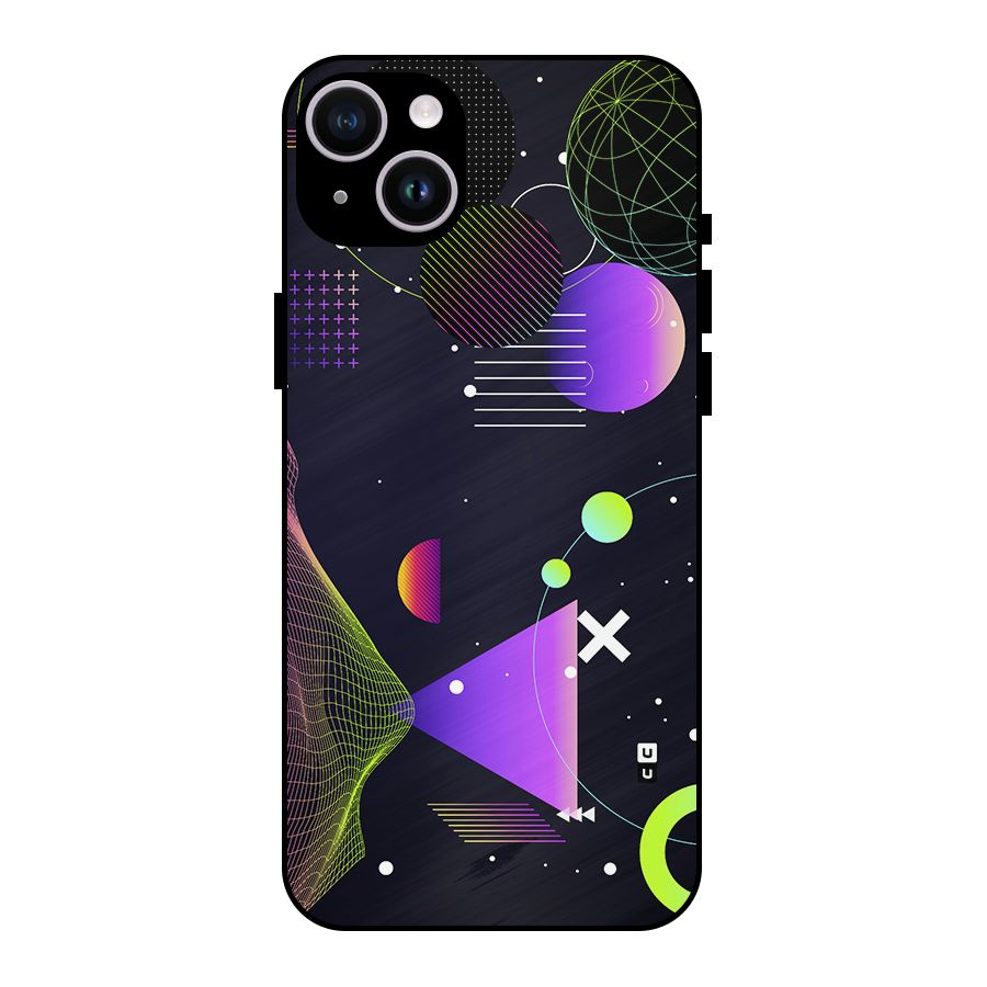 Geometrical Wireframe Metal Back Case for iPhone 14 Plus