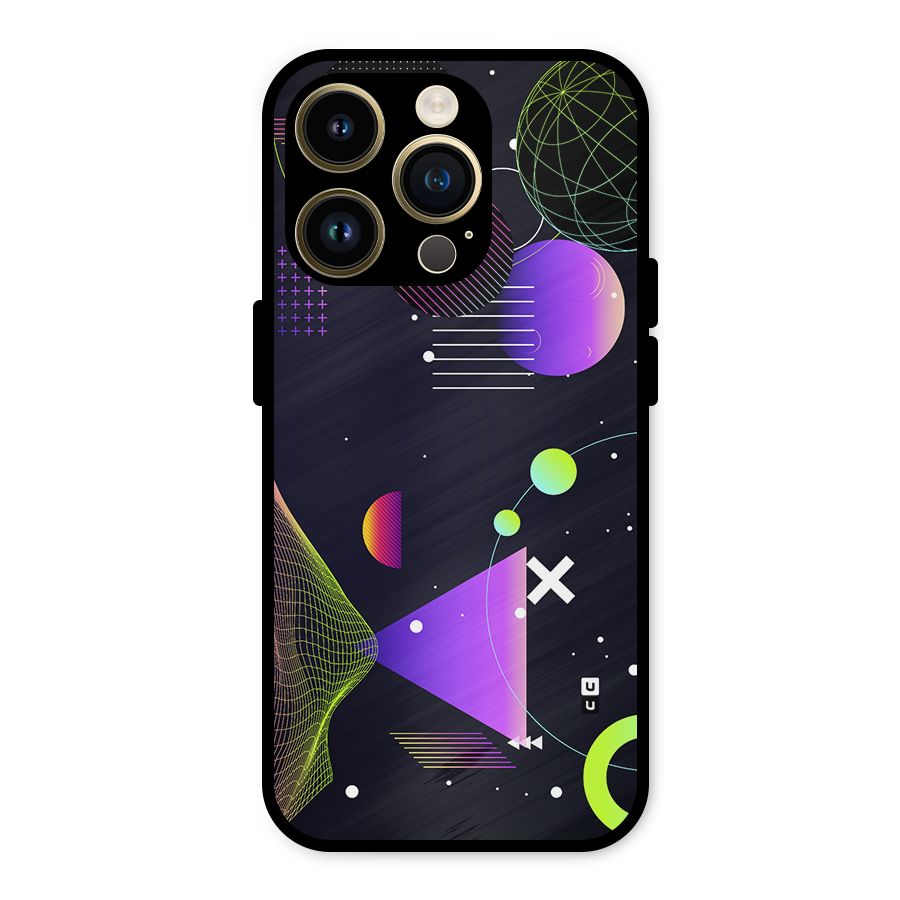 Geometrical Wireframe Metal Back Case for iPhone 14 Pro