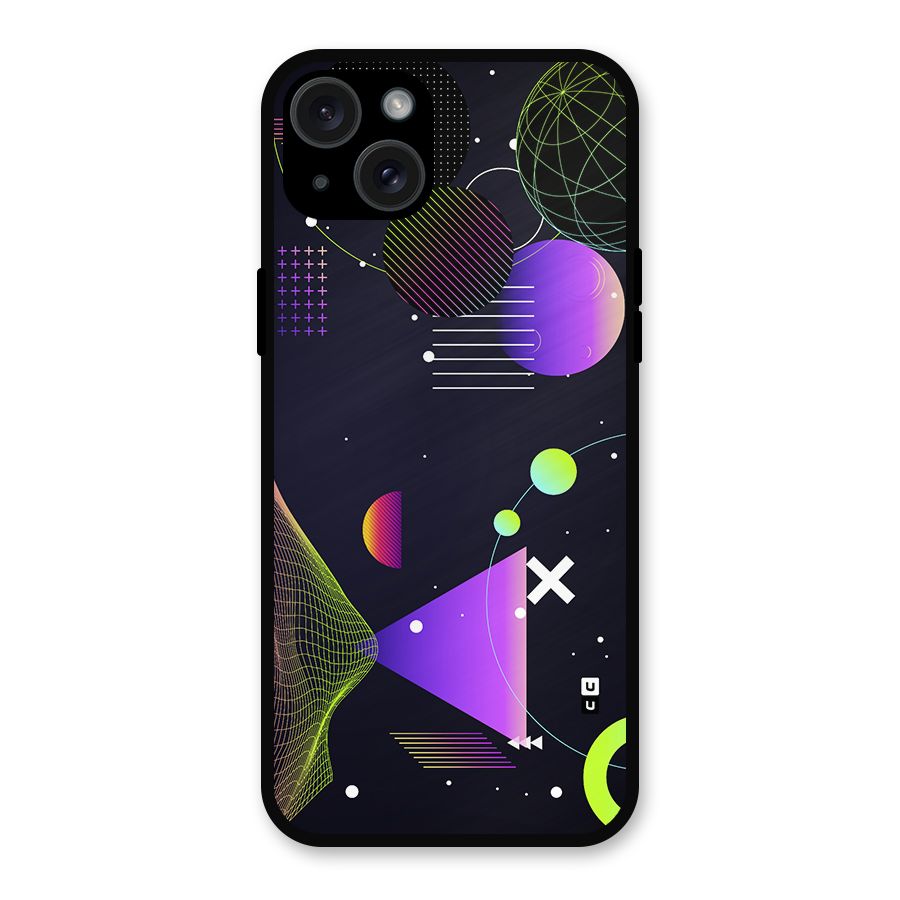 Geometrical Wireframe Metal Back Case for iPhone 15 Plus