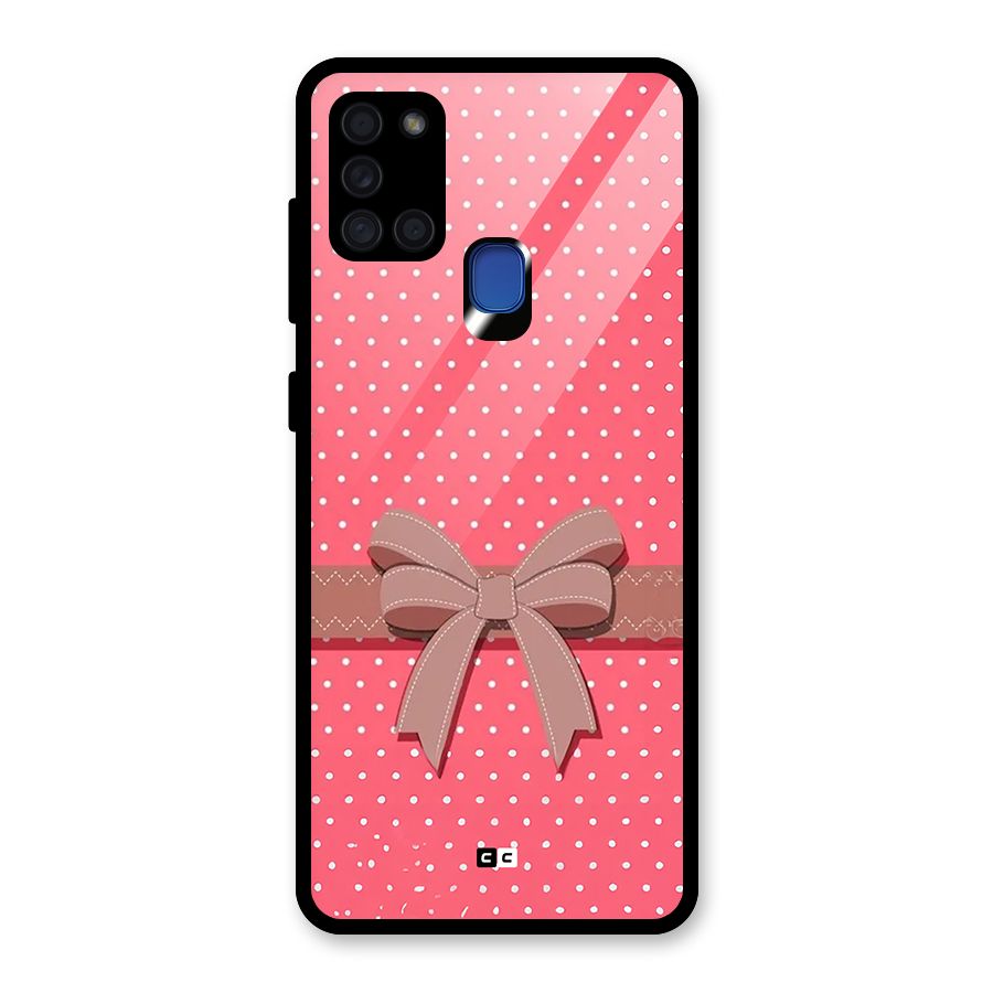 Gift Ribbon Glass Back Case for Galaxy A21s