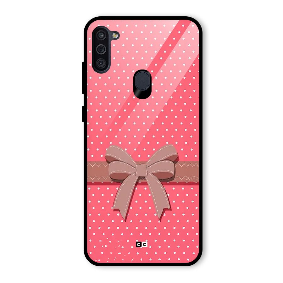 Gift Ribbon Glass Back Case for Galaxy M11