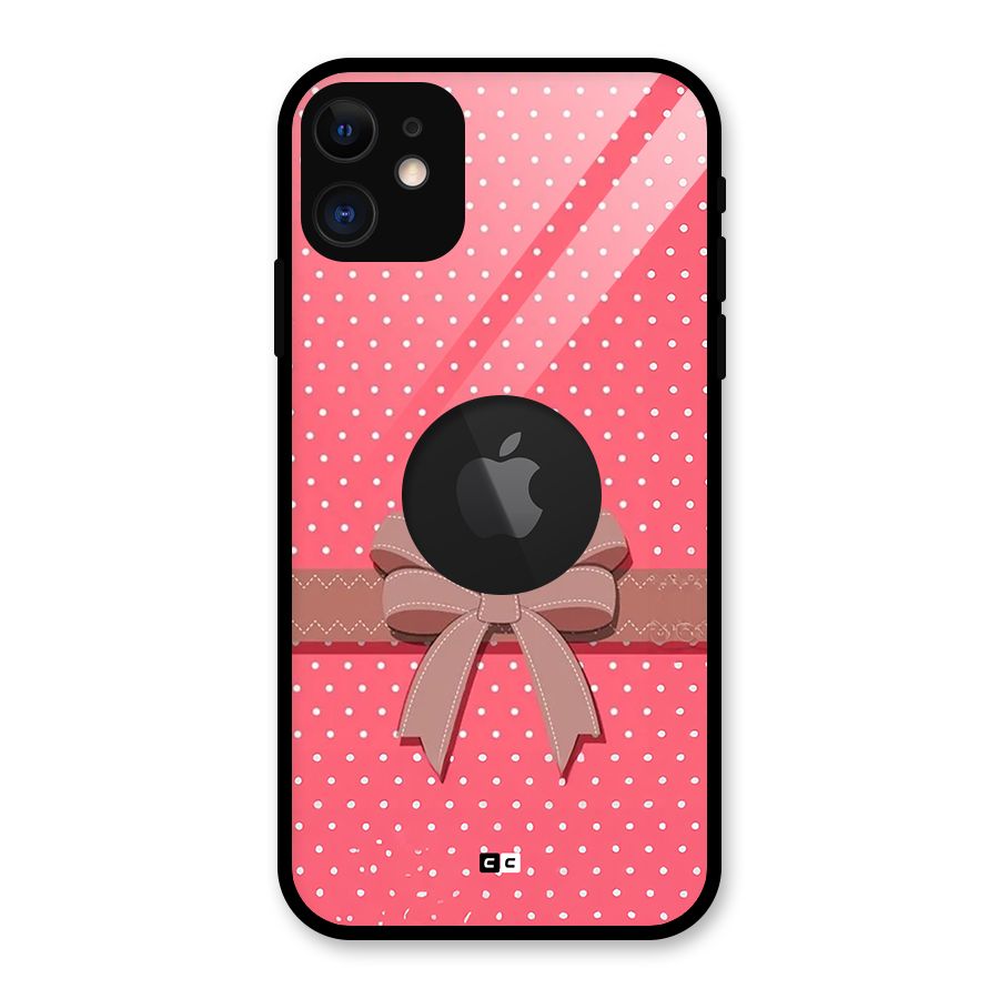 Gift Ribbon Glass Back Case for iPhone 11 Logo Cut