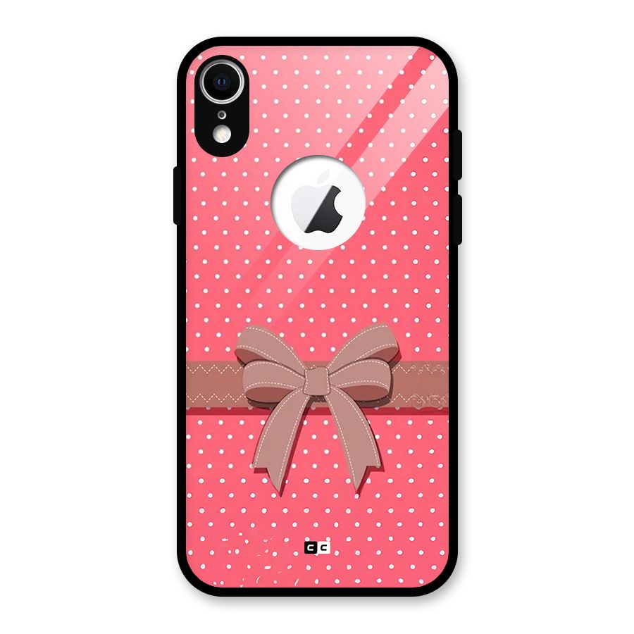Gift Ribbon Glass Back Case for iPhone XR Logo Cut