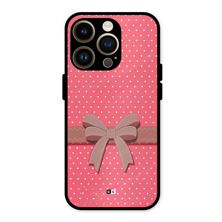 Gift Ribbon Metal Back Case for iPhone 14 Pro