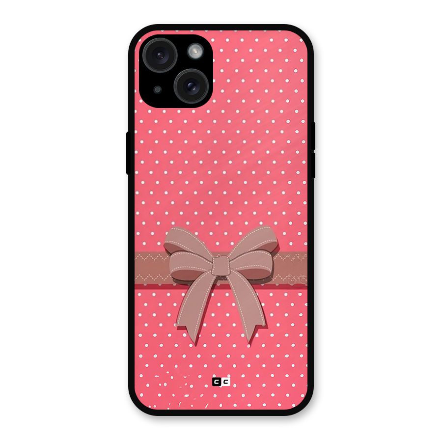 Gift Ribbon Metal Back Case for iPhone 15 Plus