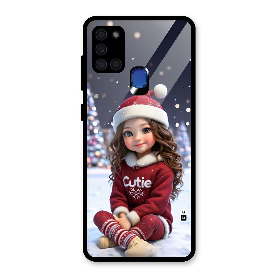 Girl In Snow Glass Back Case for Galaxy A21s