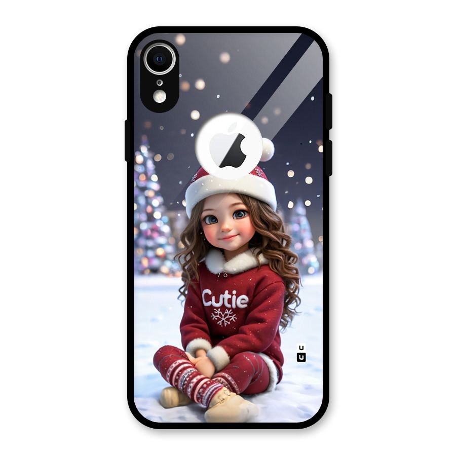 Girl In Snow Glass Back Case for iPhone XR Logo Cut