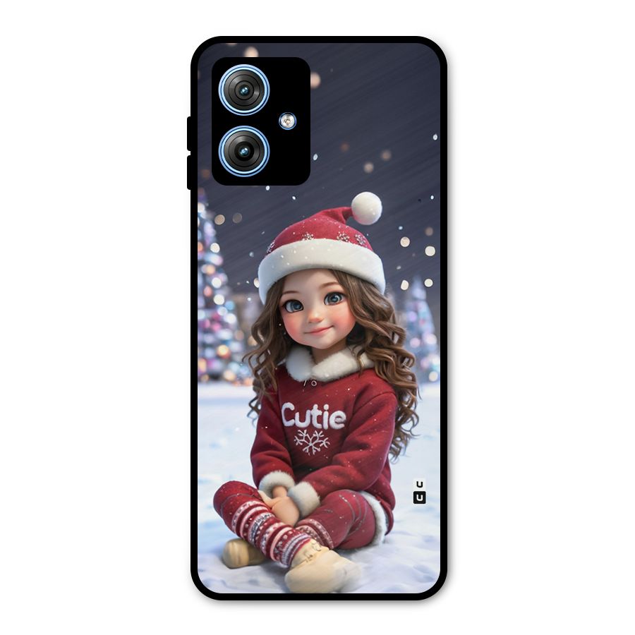 Girl In Snow Metal Back Case for Moto G54