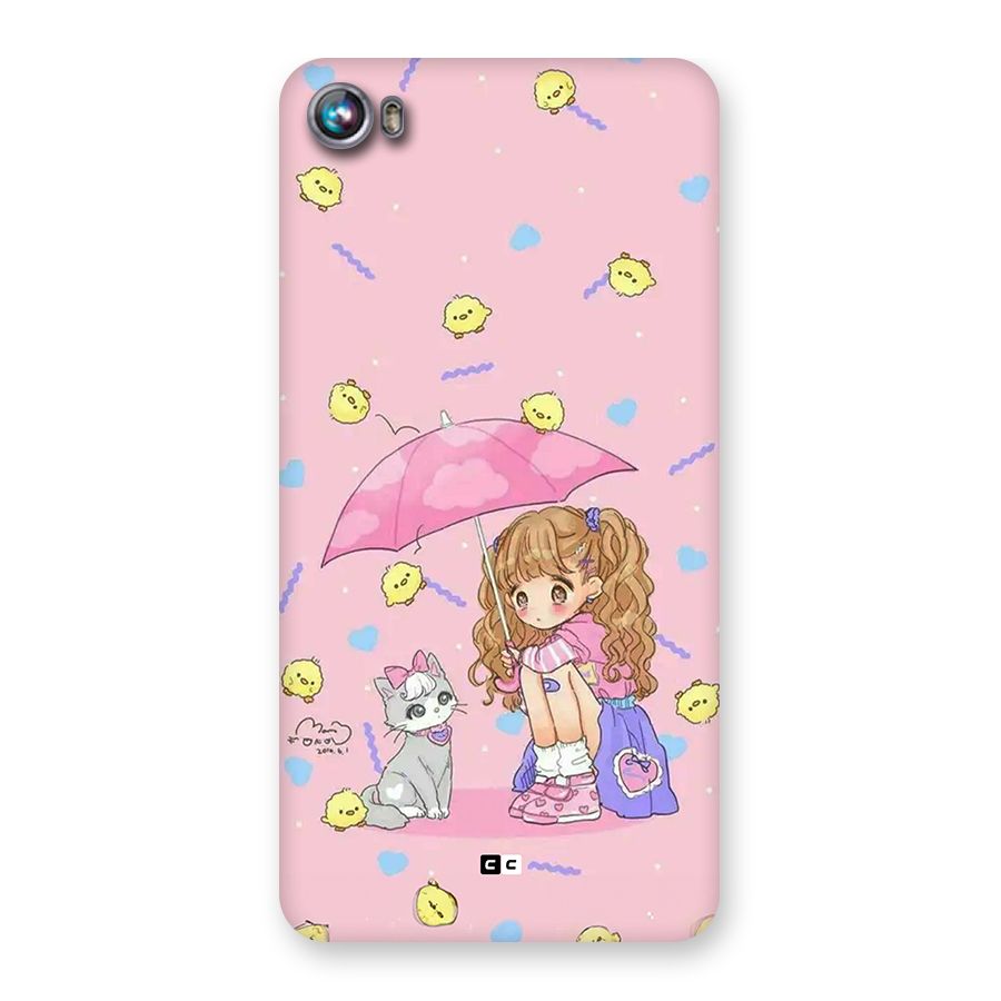 Girl With Cat Back Case for Canvas Fire 4 (A107)