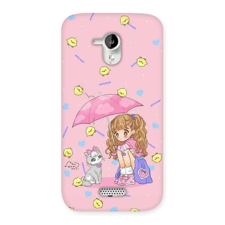 Girl With Cat Back Case for Canvas HD A116