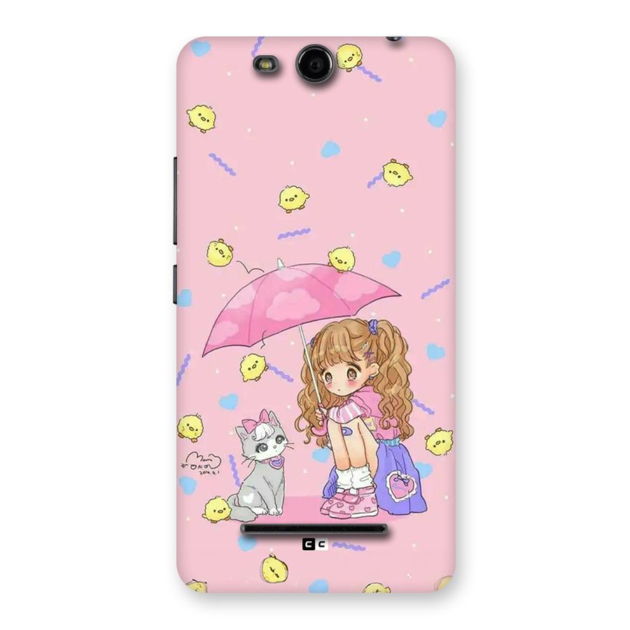 Girl With Cat Back Case for Canvas Juice 3 Q392