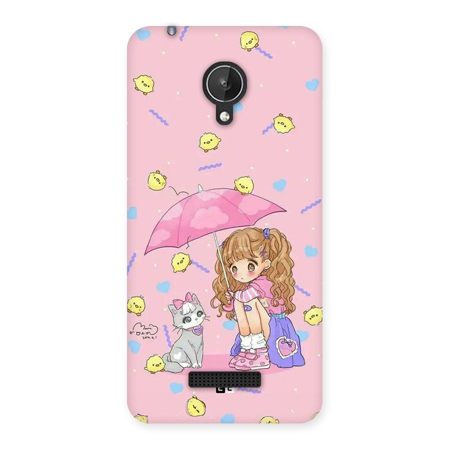 Girl With Cat Back Case for Canvas Spark Q380