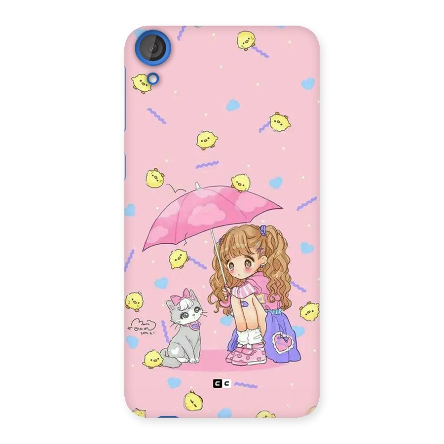 Girl With Cat Back Case for Desire 820