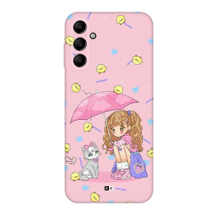 Girl With Cat Back Case for Galaxy A14 5G