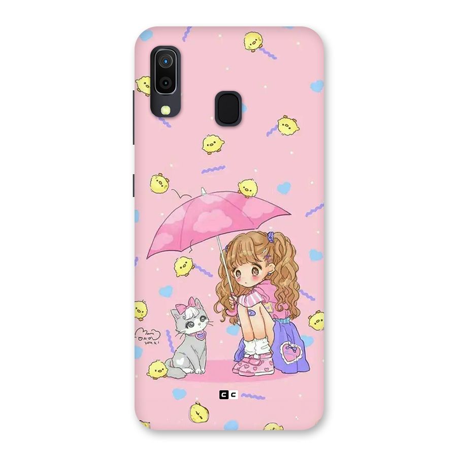 Girl With Cat Back Case for Galaxy A20