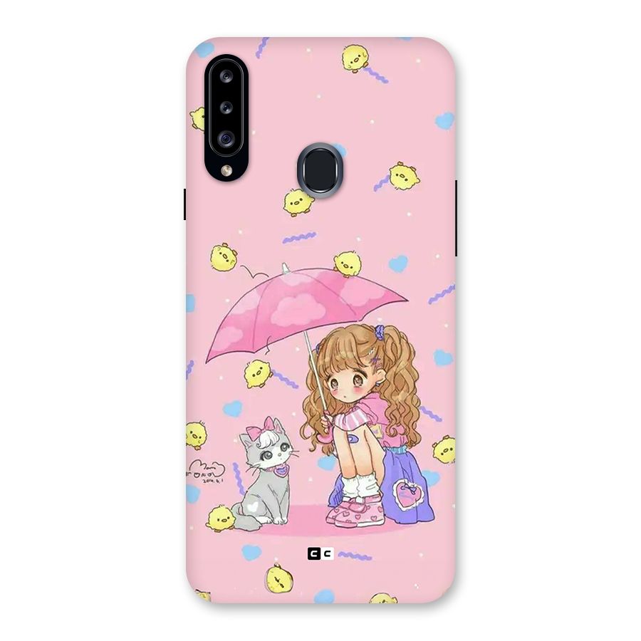 Girl With Cat Back Case for Galaxy A20s