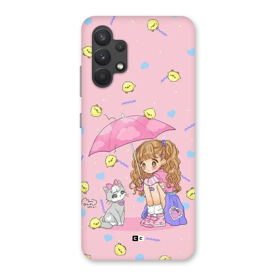 Girl With Cat Back Case for Galaxy A32