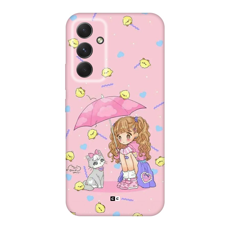 Girl With Cat Back Case for Galaxy A54
