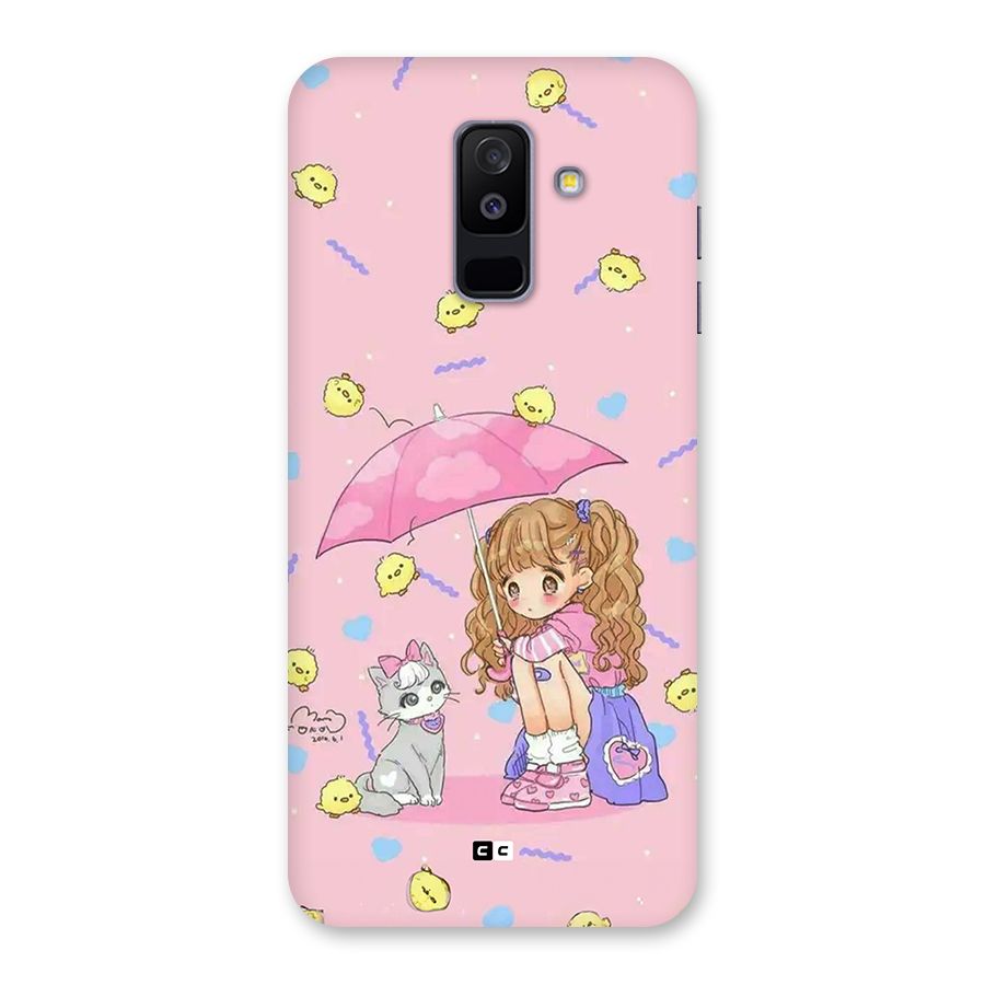 Girl With Cat Back Case for Galaxy A6 Plus