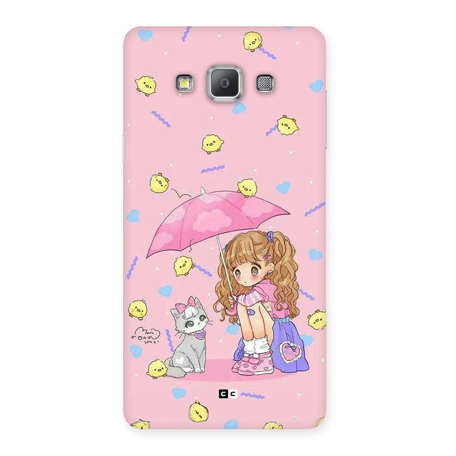 Girl With Cat Back Case for Galaxy A7