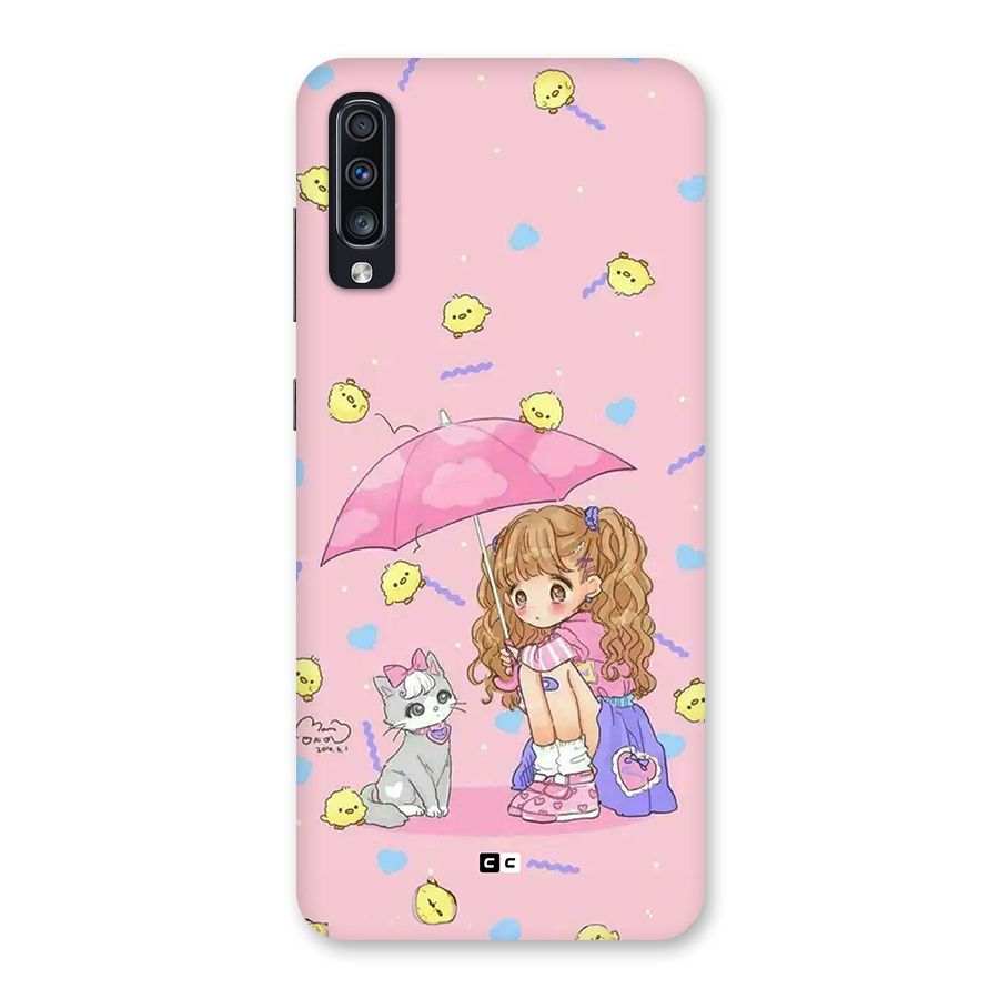 Girl With Cat Back Case for Galaxy A70s