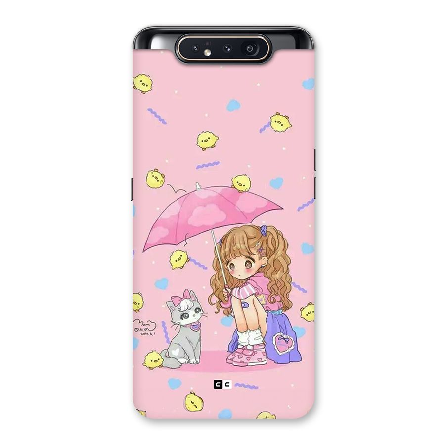 Girl With Cat Back Case for Galaxy A80