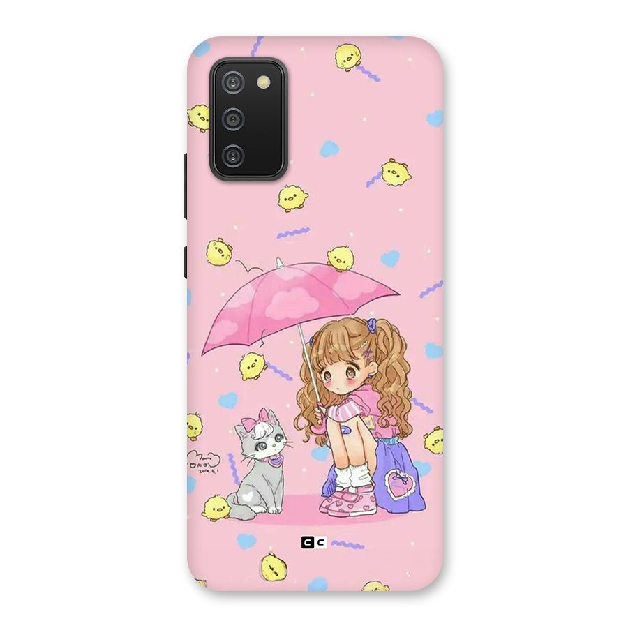 Girl With Cat Back Case for Galaxy F02s