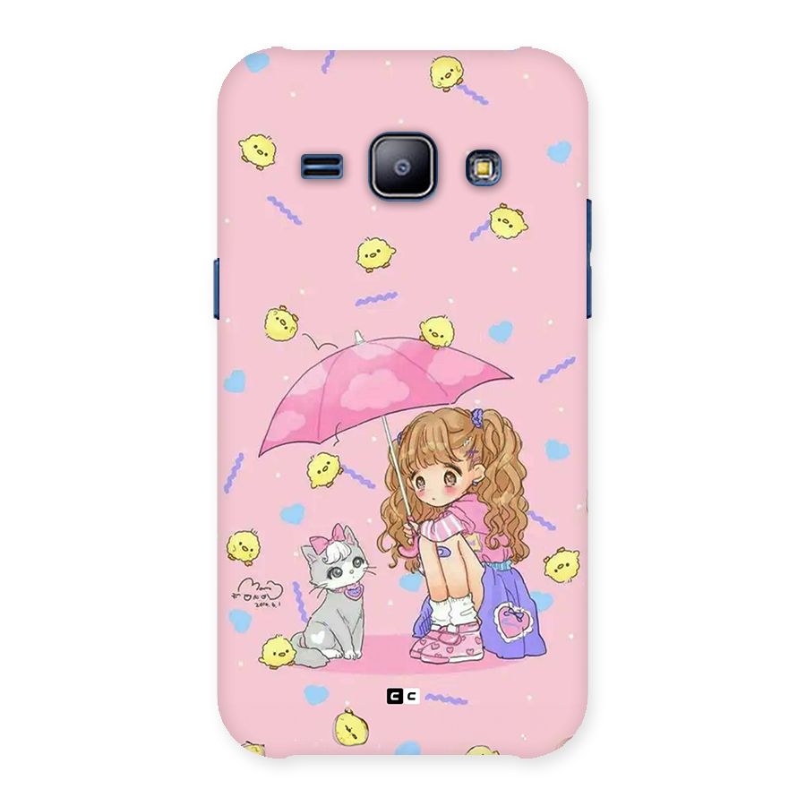 Girl With Cat Back Case for Galaxy J1