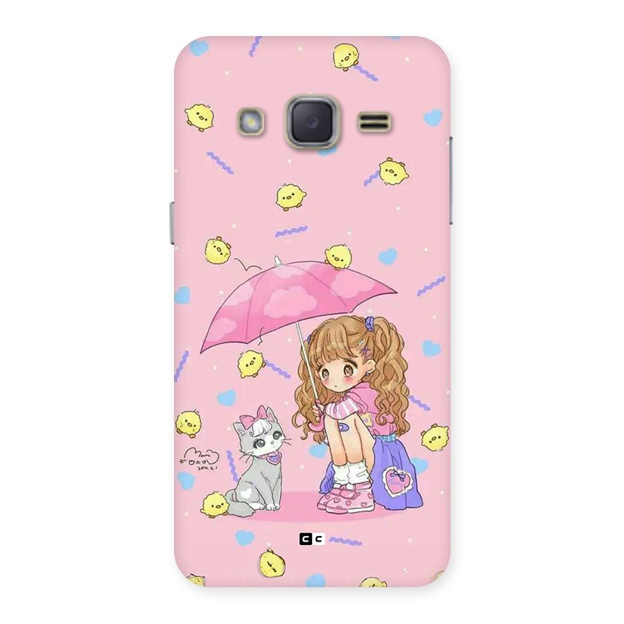 Girl With Cat Back Case for Galaxy J2