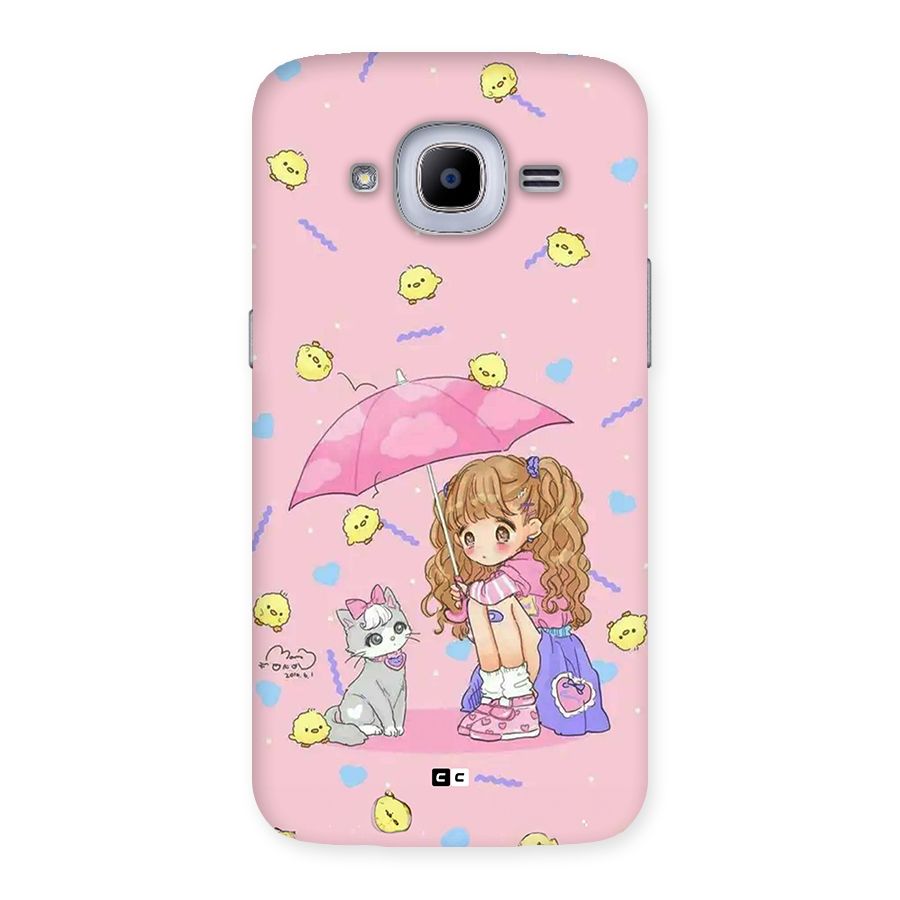 Girl With Cat Back Case for Galaxy J2 Pro