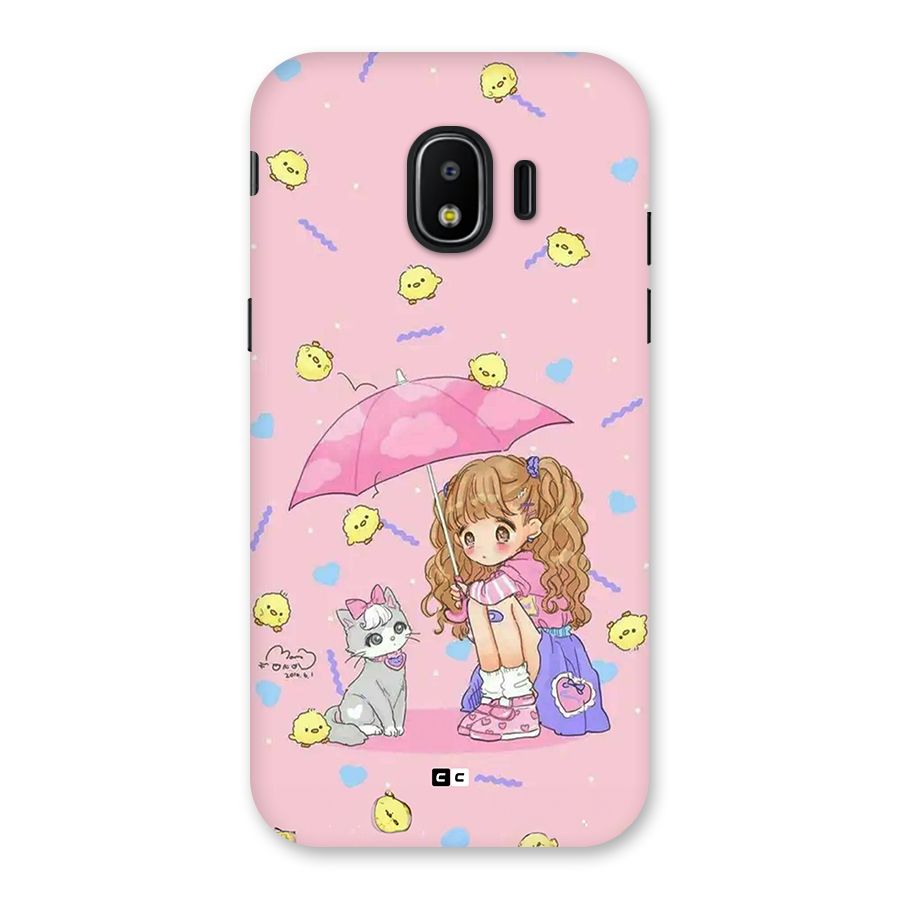 Girl With Cat Back Case for Galaxy J2 Pro 2018