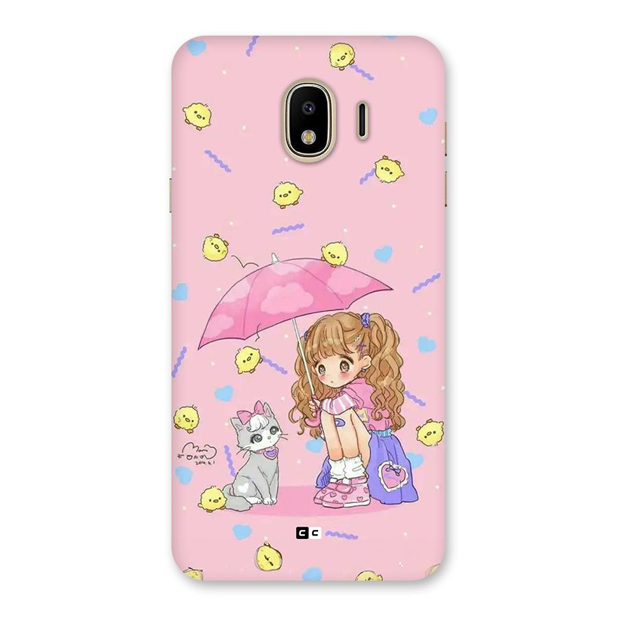 Girl With Cat Back Case for Galaxy J4