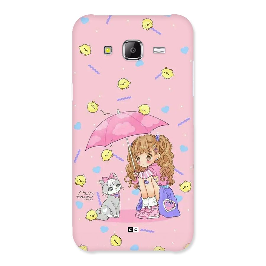 Girl With Cat Back Case for Galaxy J5