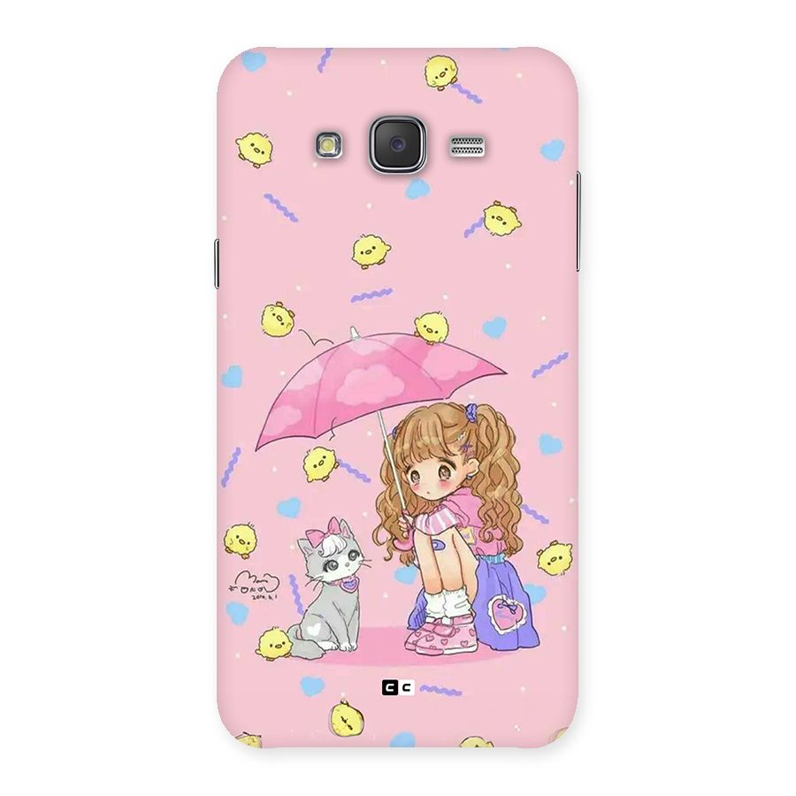 Girl With Cat Back Case for Galaxy J7