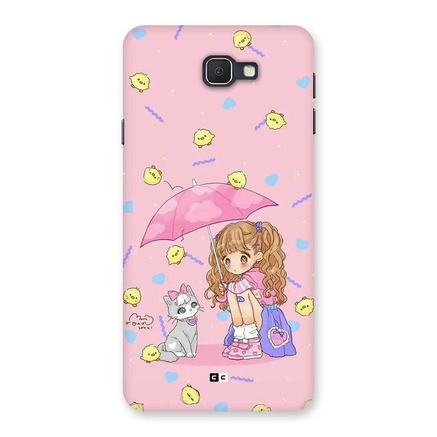 Girl With Cat Back Case for Galaxy J7 Prime