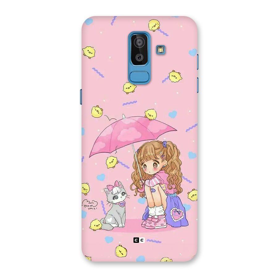 Girl With Cat Back Case for Galaxy J8