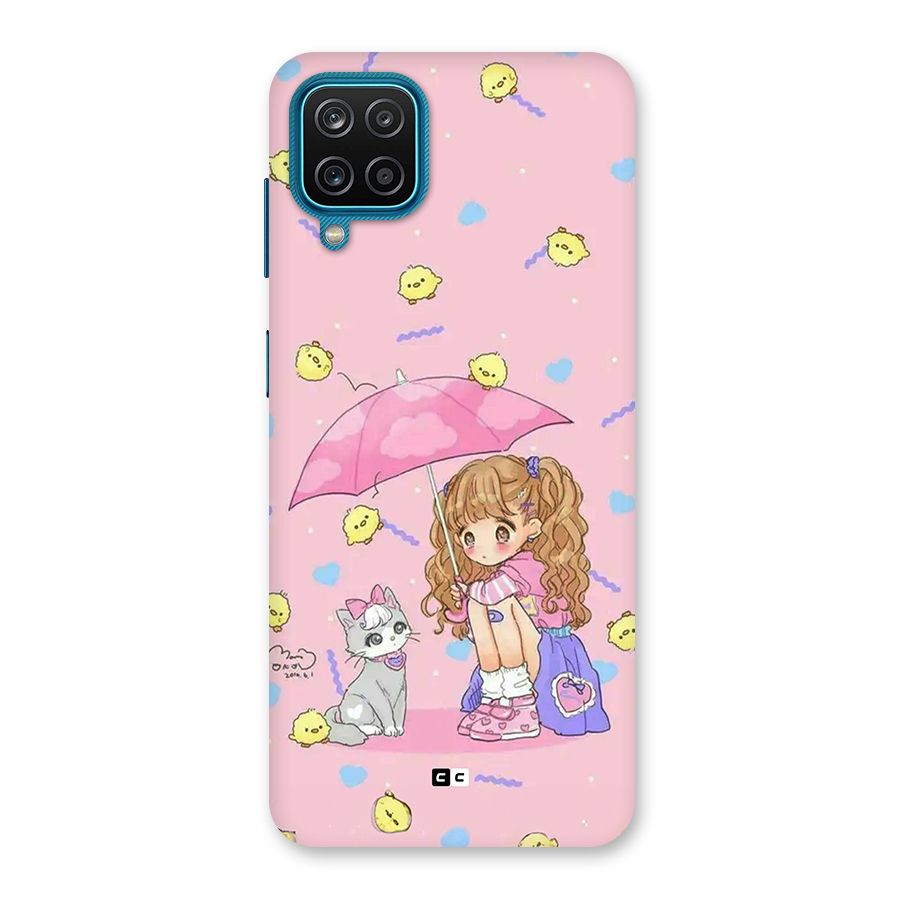 Girl With Cat Back Case for Galaxy M12