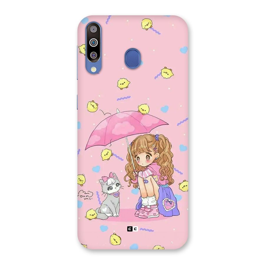 Girl With Cat Back Case for Galaxy M30