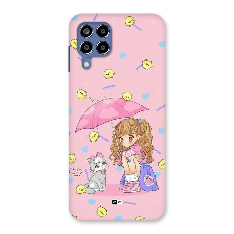 Girl With Cat Back Case for Galaxy M53 5G