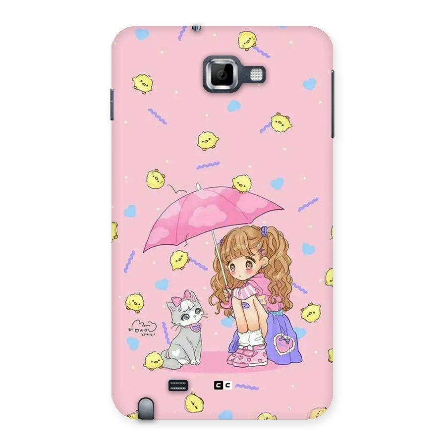 Girl With Cat Back Case for Galaxy Note