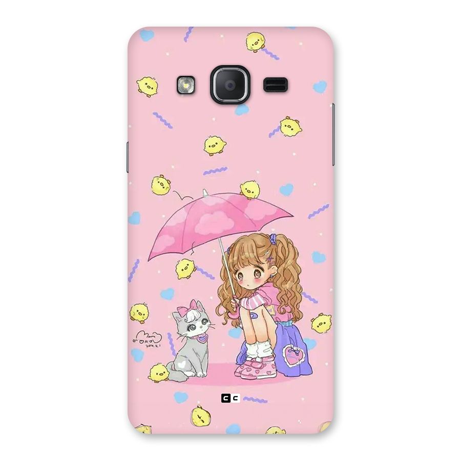 Girl With Cat Back Case for Galaxy On7 Pro