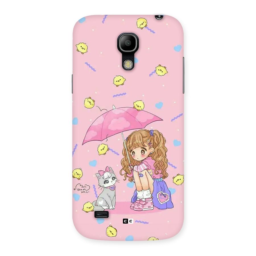 Girl With Cat Back Case for Galaxy S4 Mini