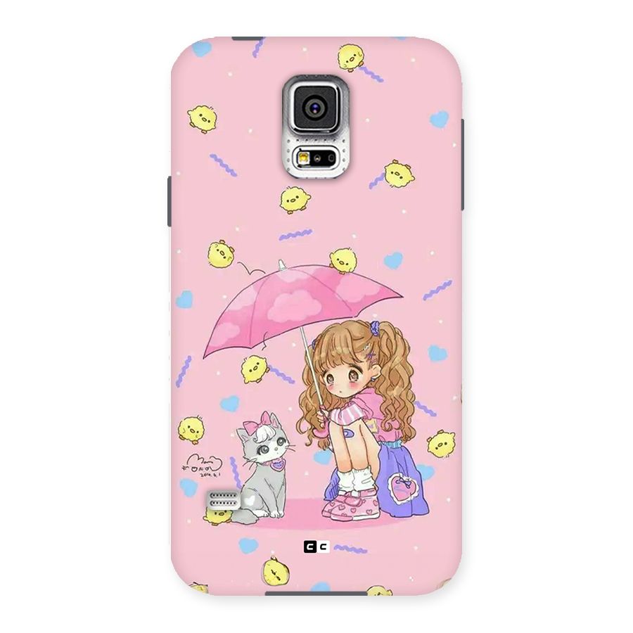 Girl With Cat Back Case for Galaxy S5