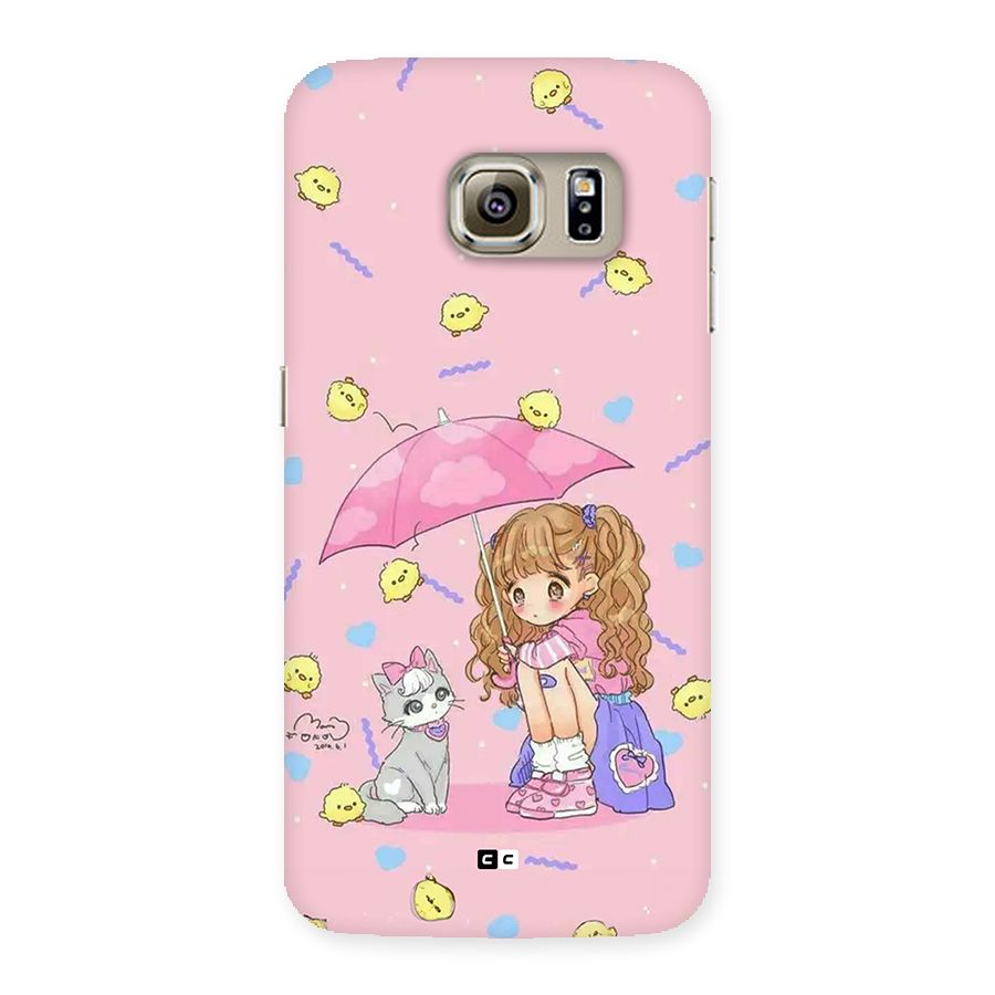 Girl With Cat Back Case for Galaxy S6 Edge Plus