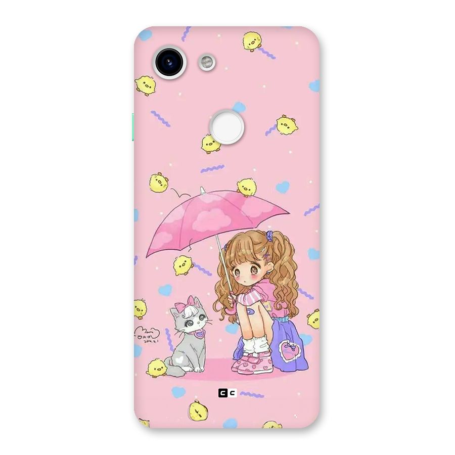 Girl With Cat Back Case for Google Pixel 3