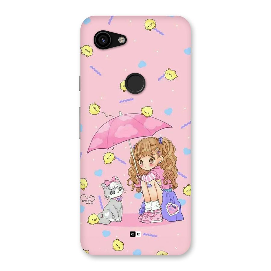 Girl With Cat Back Case for Google Pixel 3a