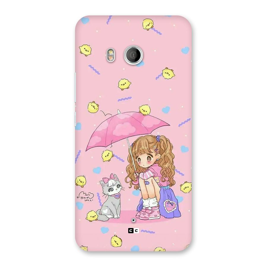 Girl With Cat Back Case for HTC U11