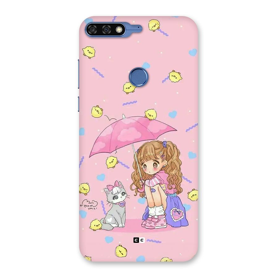 Girl With Cat Back Case for Honor 7C