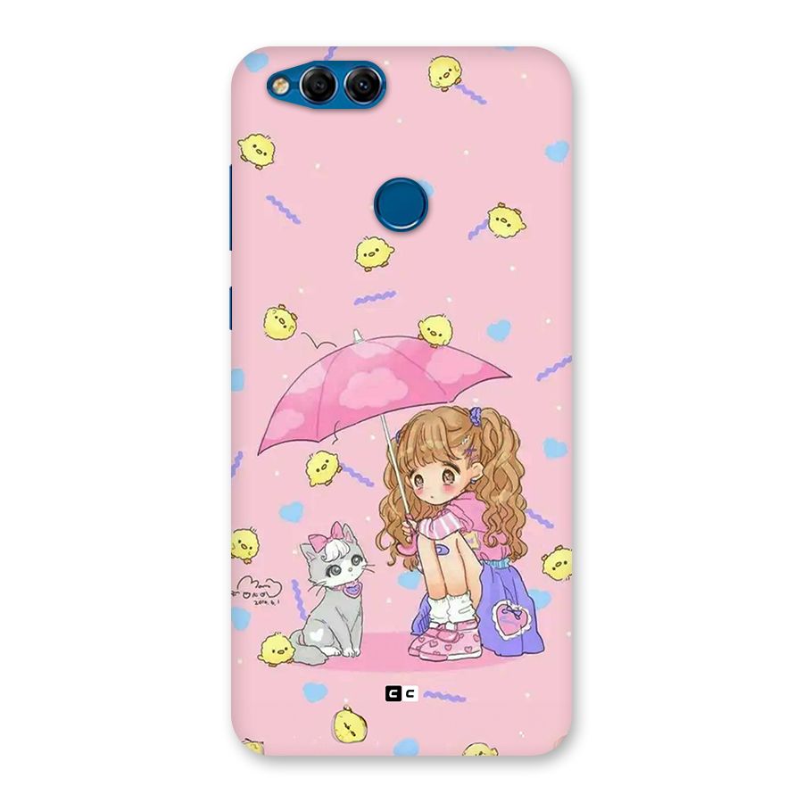 Girl With Cat Back Case for Honor 7X